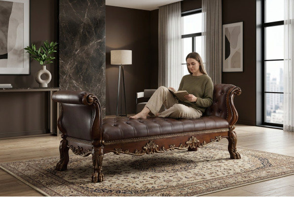 Chesterfield Chaiselongues Liege Ottomane Sofa Echtes Leder Relax Chaise