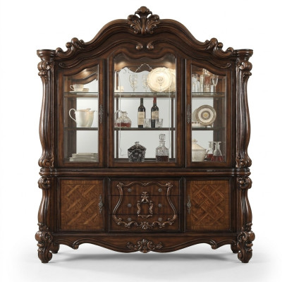 Luxus Vitrine Vitrinen Schrank Holz Eckschrank Eckvitrine Glas Neu Barock
