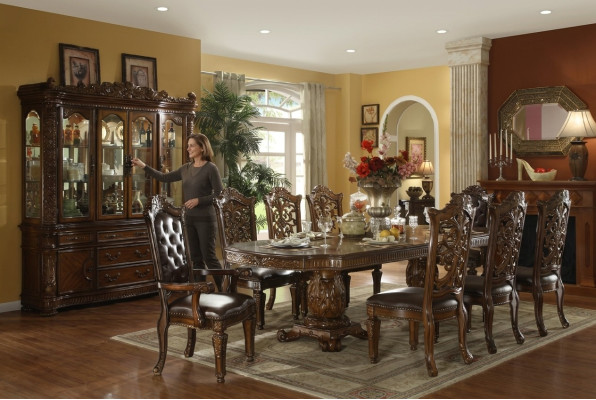 Esszimmer Komplettes Set Tisch Anrichte 8x Stühle Vitrine Barock Garnitur