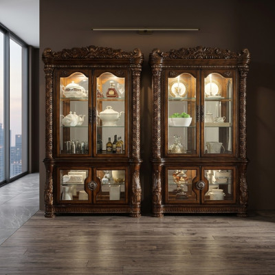 Vitrine Schrank Vitrinen Wohnzimmer Schau Schränke Barock Rokoko Holz
