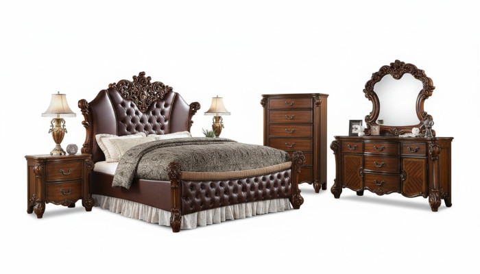 Bett Polster Design Luxus Hotel Doppel Betten Schlaf Zimmer Leder Deko