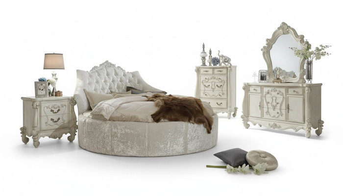 Rundes Samt Bett Chesterfield Luxus Polster Rund Betten Stoff Textil Hotel