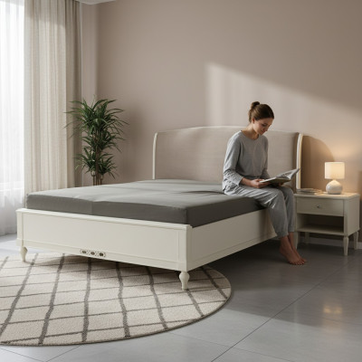 Bett Betten Doppelbett Schlafzimmer Leder Polster Textil Doppelbetten Neu Textil