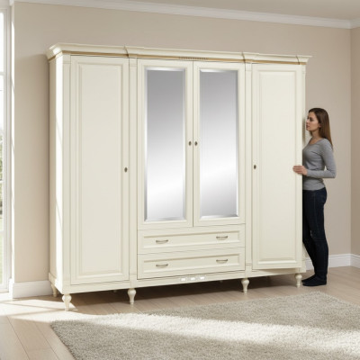 Klassische Schränke Schrank Schrankwand 4 Türen Holz Möbel Schlafzimmer