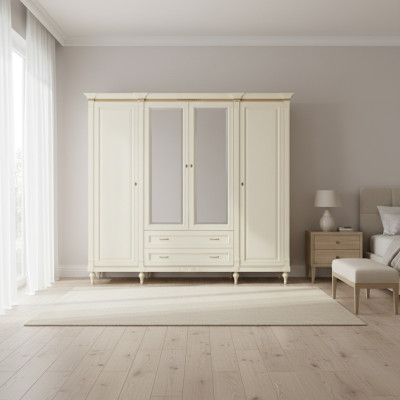 Klassische Schränke Schrank Schrankwand 4 Türen Holz Möbel Schlafzimmer