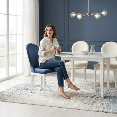 Stuhl 1x Luxus Design Polster Designer Stühle Sitz Büro Esszimmer Holz Sessel