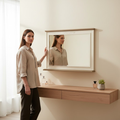 Spiegel Holzrahmen Wandspiegel Klassischer Designer Spiegel 97x70cm Holz xxl big