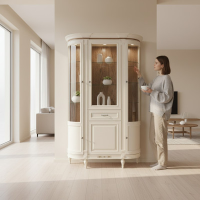 Klassische Schränke Vitrine Holz Edler Luxus Glas Schrank Holz Regal