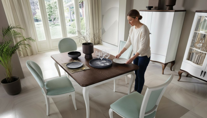 Luxusní designový jídelní stůl rozkládací dřevěný stůl 140/330cm nový nábytek do obývacího pokoje a jídelny.