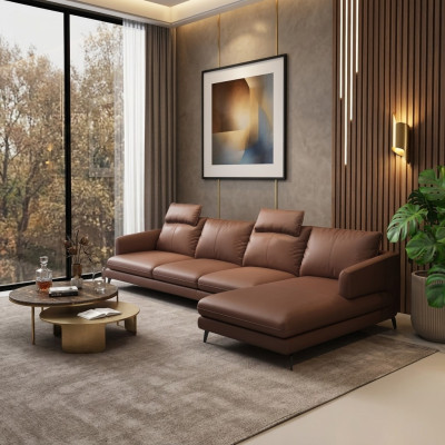 Sofa L-Form Kožená pohovka Rozkládací sedací souprava Rozkládací pohovka Souprava Moderní pohovky Nové