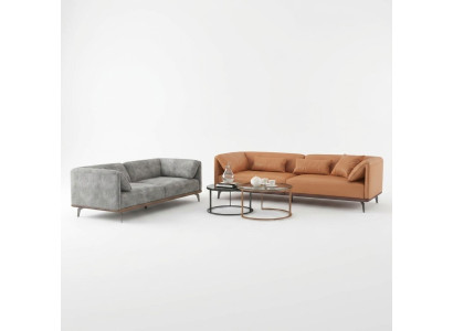 Sedací souprava 3+2+1 Kožená pohovka Pohovka Obývací souprava Design Moderní pohovka