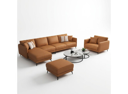 Ecksofa + Sessel Ledersofa Couch Wohnlandschaft Garnitur Design Modern Sofa Sitz