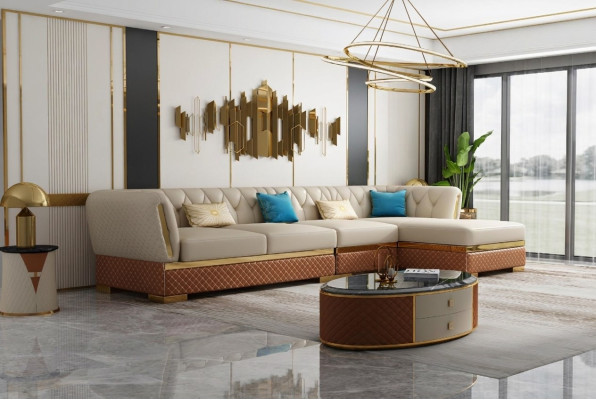 Ecksofa L Form Ledersofa Couch Wohnlandschaft Garnitur Design Modern Sofas Eck