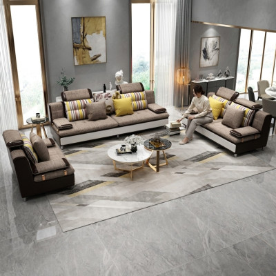Stoff Textil Sofa Couch Wohnlandschaft Sofagarnitur 3+2+1 Set Design Sofas Neuc