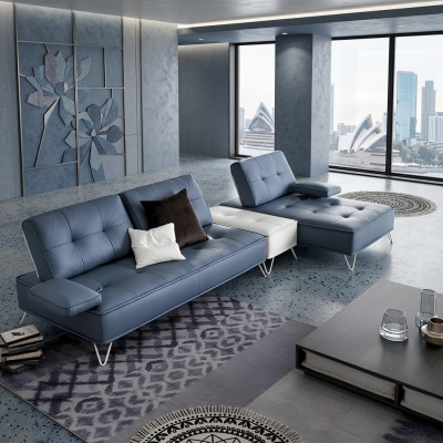 Wohnlandschaft Couch Polster Textil Stoff Leder Sitz Garnitur Eck L-Form Ecksofa