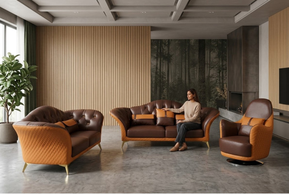 Sofagarnitur 3+2+1 Sitzer Wohnlandschaft Sofa Couch Polster Garnitur Ledersofa