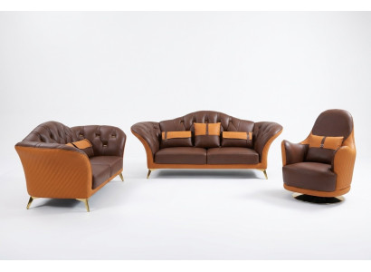 Sofagarnitur 3+2+1 Sitzer Wohnlandschaft Sofa Couch Polster Garnitur Ledersofa