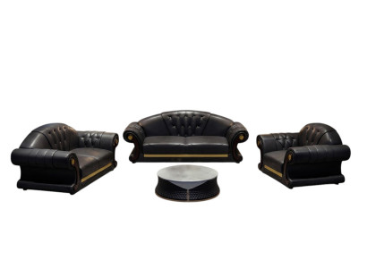 Klassische Chesterfield Sofa Couch Polster Garnitur Dreisitzer Leder 3 Sitzer
