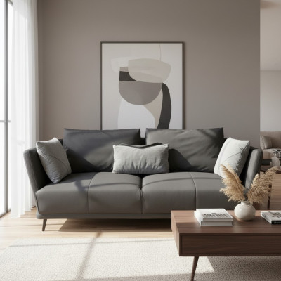 Třímístná designová pohovka, čalouněná pohovka, kožená pohovka, moderní relaxační klub, 3místná.