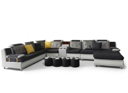 Ecksofa ve tvaru U posezení do obývacího pokoje Pohovka Rozkládací sud Stínová sestava Látka Pohovky Nový