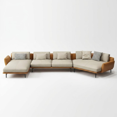 Ecksofa U-Form Wohnlandschaft Sofa Couch Polster Ecke Garnitur Stoff Sofas Leder