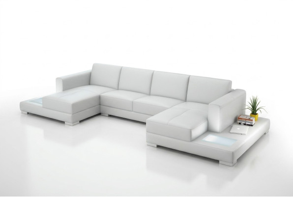 Ecke Ecksofa U-Form Wohnlandschaft Sofa Couch Polster Garnitur Stoff Sofas Leder