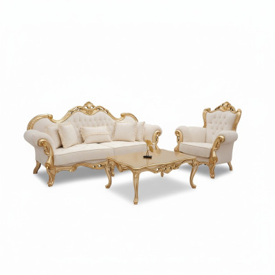 Sofagarnitur 3+3+1 Sitzer Chesterfield Barock Stil Garnitur Set 3tlg. Sofa
