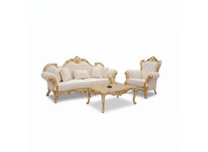 Sofagarnitur 3+3+1 Sitzer Chesterfield Barock Stil Garnitur Set 3tlg. Sofa