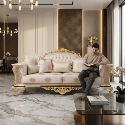 Třísedák designová pohovka 3 místná textilní pohovka Chesterfield 3 sedák nová