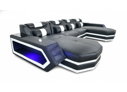 Kůže pohovka Sofa Moderní polštář kůže Obývací pokoj design rohová sedací souprava pohovka látková.
