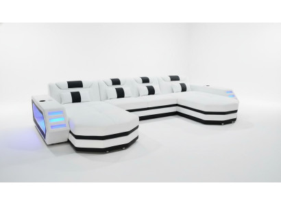Kůží Pohovka Moderní Polstrovaný Kůže Žijící Krajinný Design Pohovka Bílá