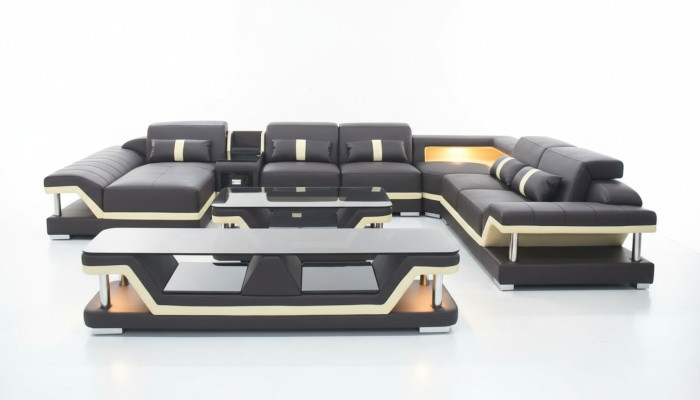Moderní designový obývací souprava pohovka Rozhodítko Polštářový gauč RTV Stůl z kůže