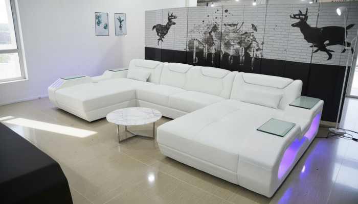 Kůží Rohová sedací souprava U-fošnová sedací souprava Moderní sedací souprava Rohové sedací soupravy Měkký obývací pokoj Design