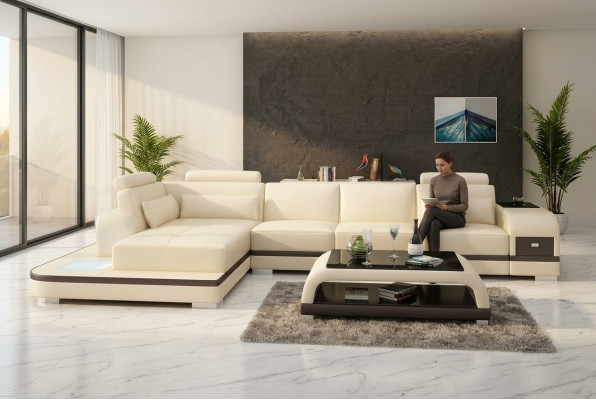 Design Wohnlandschaft Ecksofa Polster Eckgarnitur Ledersofa Luxus Sitzgarnitur