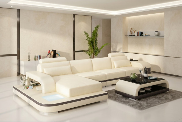Design Wohnlandschaft Ecksofa Polster Eckgarnitur Ledersofa Luxus Sitzgarnitur