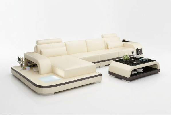 Design Wohnlandschaft Ecksofa Polster Eckgarnitur Ledersofa Luxus Sitzgarnitur