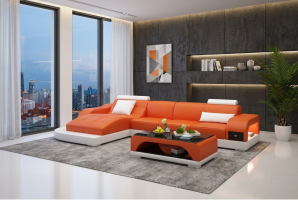 Ecksofa Wohnlandschaft Ledersofa Designer Sofa Sofa Couch Polster Ecksofa Orange
