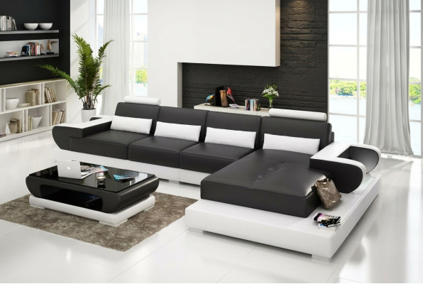 Sofa Ledersofa Eckcouch Polstergarnitur Couch Eckgarnitur Wohnlandschaft Polster