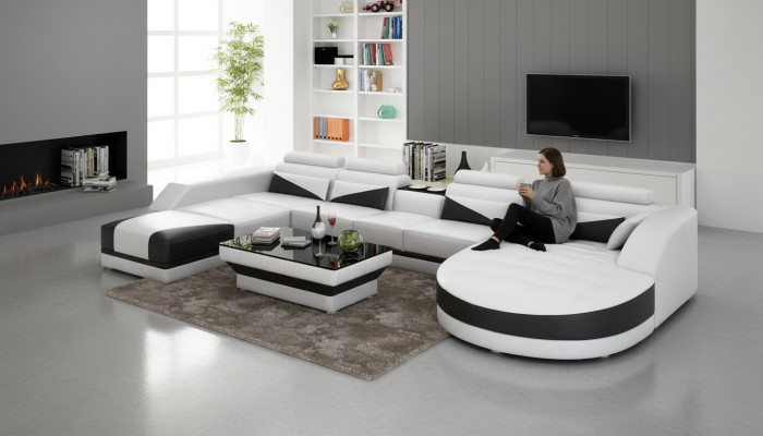 Eckgarnitur Sofa Polster Eckgruppe Wohnlandschaft Ledersofa Couchen sofas 2tlg.
