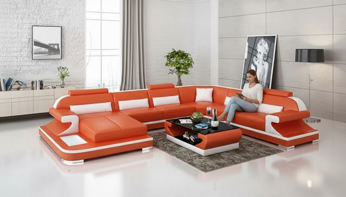 Ecksofa Wohnlandschaft Eckcouch Eckgarnitur Pohovka L-formátu Pohovka z kůže Pohovka Mattress.