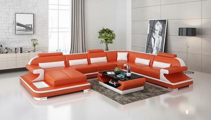 Ecksofa Wohnlandschaft Eckcouch Eckgarnitur Pohovka L-formátu Pohovka z kůže Pohovka Mattress.