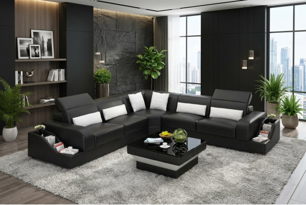 Ledersofa Couchen Design Wohnzimmer Günstige Polster Möbel Sitzgarnitur Sofa Neu