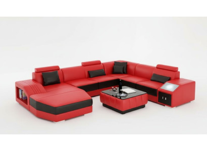 Přeložit z němčiny do češtiny: Kožený gauč, designový gauč, rohový gauč U-formy, moderní gauč, kožený gauč, rohový gauč, čalouněný.