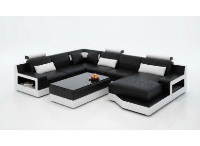 Ledersofa Ecksofa UForm Wohnlandschaft Designer Sofa Modernes Sofas Couchtisch