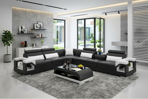 Ecksofa Couch Polster Eckgarnitur Sofa Garnituren Eckledersofa Wohnlandschaft