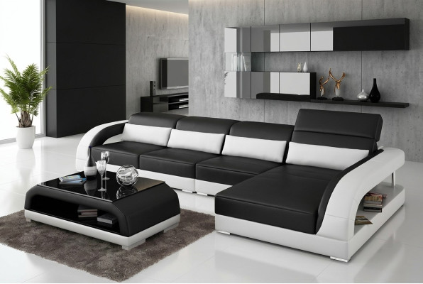 Kůže polstrování Design rohová sedací souprava pohovka rohová pohovka gauč L tvar obývací pokoj