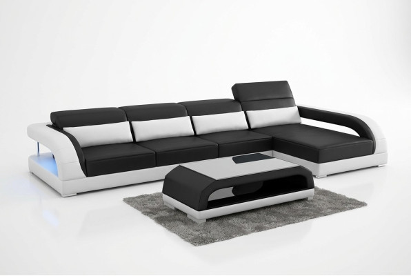Kůže polstrování Design rohová sedací souprava pohovka rohová pohovka gauč L tvar obývací pokoj