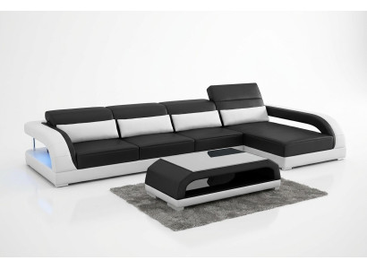 Kůže polstrování Design rohová sedací souprava pohovka rohová pohovka gauč L tvar obývací pokoj