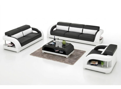 Ledersofa Sofagarnitur 3+2+1 Sitzer + Couchtisch Ledersofa Modernes Sofa