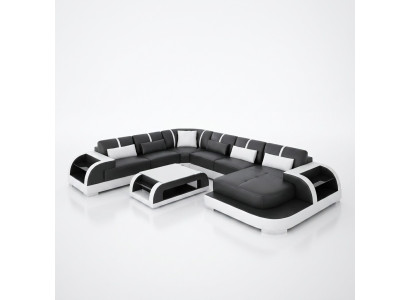 Obývací pokoj Kožená xxl pohovka sofa krajina moderní designové čalounění.